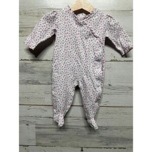 Kissy Kissy Footie Romper Girls 0-3 Months Pink Floral Ruffle Pima Cotton EUC